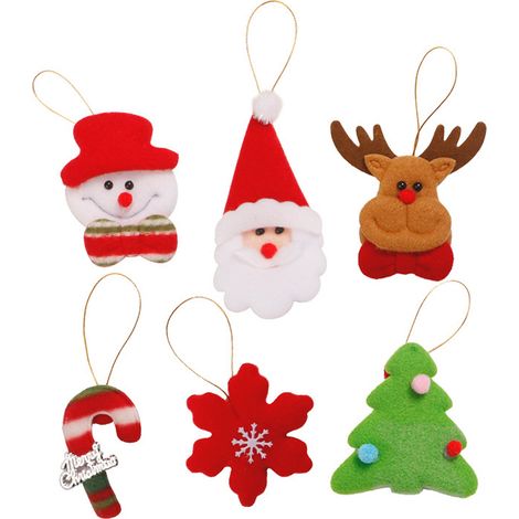 Adorno De Árbol De Navidad - Figuras De Fieltro - Muñeco De Nieve, Santa, Oso Polar, Alce, Árbol Y Copo De Nieve - 12 Unidades (1/5)