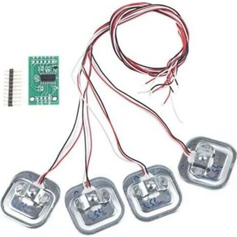 HX711 Module de Capteur de Pression Arduino, Jauge de Contrainte de Charge 50kg/100kg/200kg, 4 Pièces Kit de Capteurs de Pondération, Compatible avec Arduino DIY, 34 34mm (1/5)