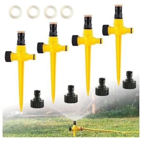 Lot de 4 arroseurs pelouse rotatifs 360°, irrigation jardin, grande couverture, faciles à installer (1/5)