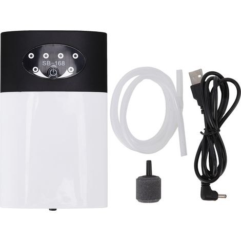 Pompe à air rechargeable pour aquarium, très silencieuse, pour bassin à poissons et usage intérieur. (1/4)