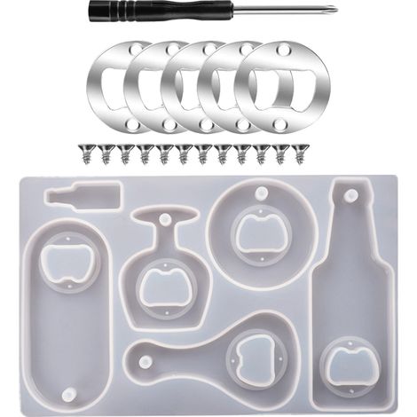 Ouvre-bouteilles - Inserts En Acier Inoxydable Pour Moules À Résine - Kit De Montage Avec Clé À Molette Et Vis - 5 Pièces (1/5)