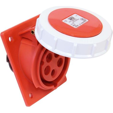 Presa angolare da pannello 16A 5P 400V /80x97/ rossa IP67 4152-6F78