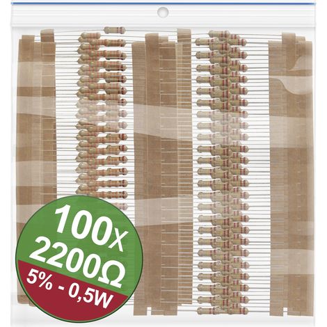 Quadrios 22P117 22P117 Kohleschicht-Widerstand Sortiment 2.2 kΩ axial bedrahtet 0.5 W 5 % 1 Set