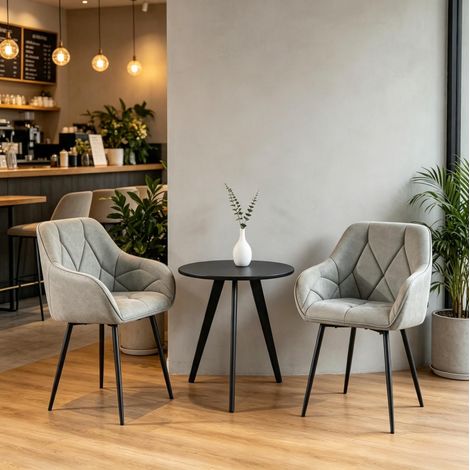 Lot de 2 chaises de salle à manger grises avec dossier ergonomique et revêtement en similicuir (1/5)