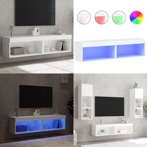 Meubles TV avec lumières LED 2 pcs blanc 60x30x30 cm - Meuble Tv - Meuble Téléviseur - Éclairage Led - Rangement - Support Tv - Home & Living (1/5)