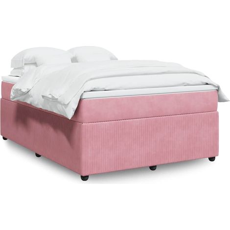 Boxspringbett mit Matratze Rosa 160x200 cm Samt