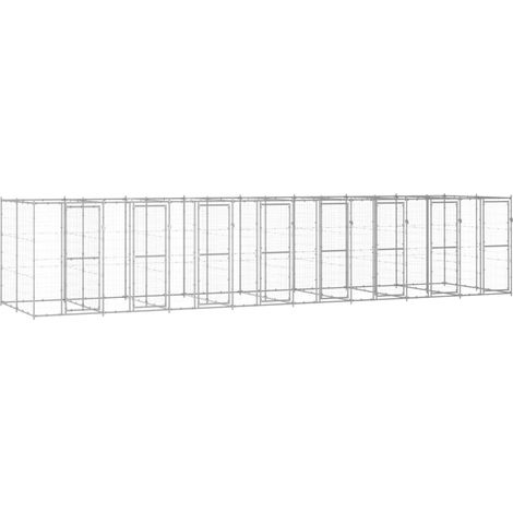 Chenil d'extérieur  Enclos Parc Cage pour chiens Acier galvanisé 19,36 m² 55626