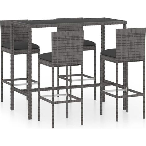 Maison Exclusive - Mesa y taburetes altos jardín 5 piezas ratán s (1/5)