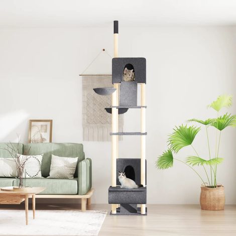 Árbol rascador para gatos suelo a techo gris oscuro 277-303 cm vidaXL (1/5)