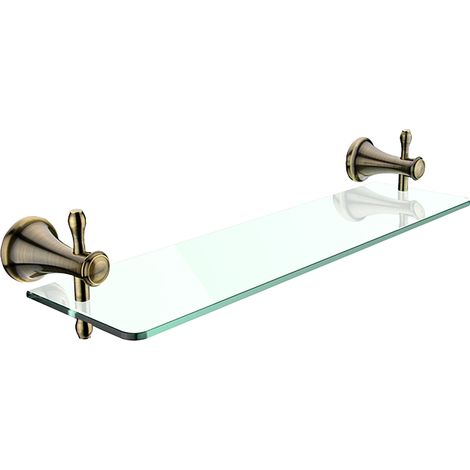Tablette Verre Transparant L.50 Cm, Avec Fixation Laiton Antique - Antique Salle De Bains Rétro Nimco (1/2)