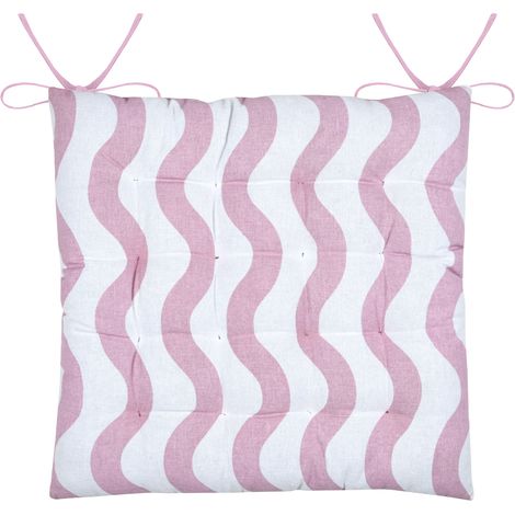 Galette de chaise polycoton matelassée ondulations Rose 38x38 cm