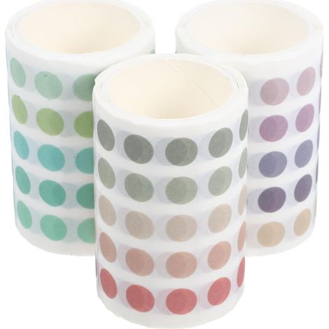 3 Rolls of Round Adhesive Paper Stickers Elegant Dot Design