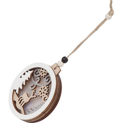 Décorations murales en bois clair, suspensions lumineuses de Noël chaleureuses et mignonnes, ornements de fête pour sapin, type C, lot de 6 pièces. (1/5)