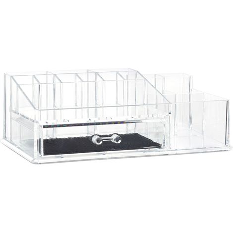Organizer per trucco con cassetto 10 x 28 x 18 cm pratico e rimovibile design moderno in acrilico trasparente 130004370