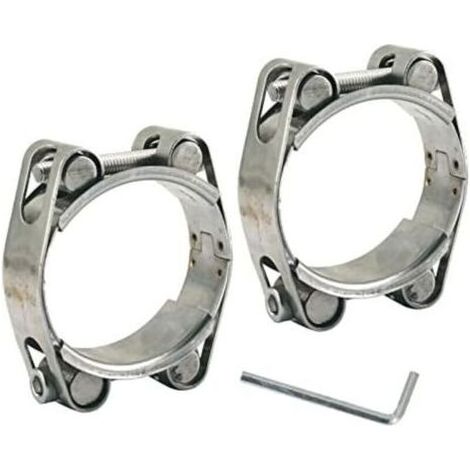 Collier de serrage robuste en acier inoxydable 304 à double tête double couche 45-55 mm Largeur de la bande 20 mm (2 pièces avec clé) (1/4)