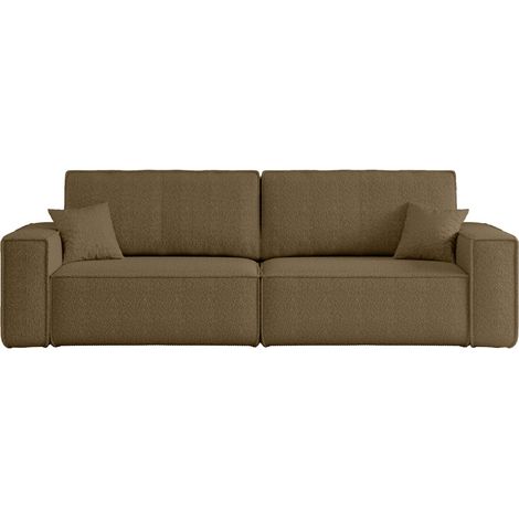 Divano 3 posti KARL con apertura rapida – funzione letto, tessuto bouclé marrone, divano-letto per soggiorno, comfort premium