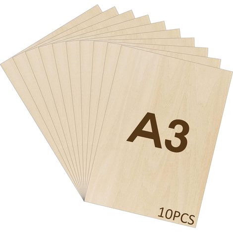 WISYOK 10pces Contreplaqué, A3 2mm Planche Bois, 42×30cm (1/5)