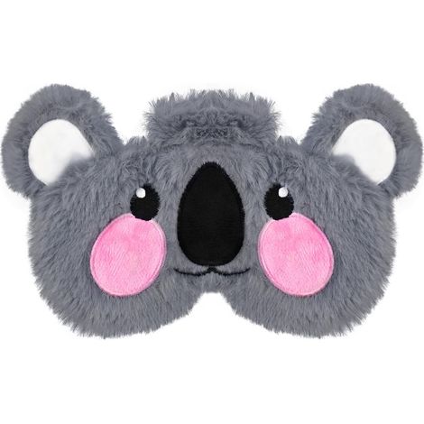 Masque de sommeil koala mignon - Masque en peluche douce pour les voyages, pour adultes et enfants - motif koala gris