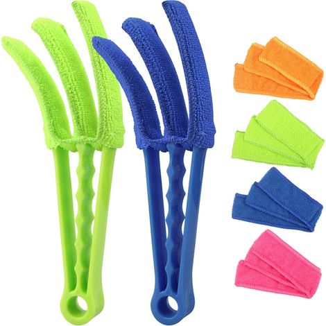 Ensemble de 2 brosses de nettoyage pour stores vénitiens avec manchon en microfibre, outil de nettoyage pour stores et climatiseurs. (1/3)