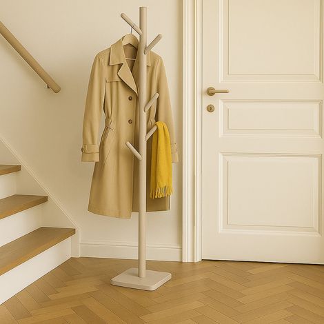 Wooden Freestanding Coat Rack with 8 Hooks (1/5)