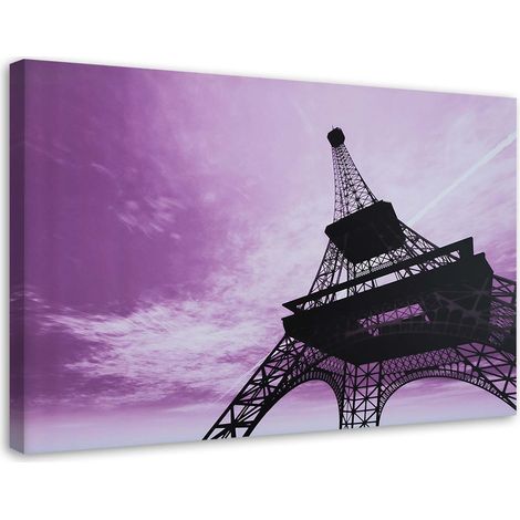 Tableau sur toile Paris Tour Eiffel Violet 100x70 (1/5)