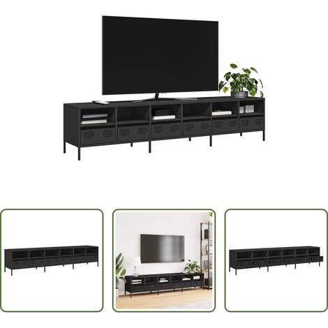 Schrank für Fernseher - TV-Schrank Schwarz 202x39x43,5 cm Kaltgewalzter Stahl (1/5)