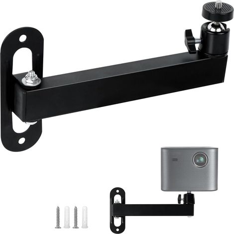 Support Videoprojecteur Mural, Métal Pied Projecteur Rotation à 360° avec Interface Filetée 1/4 Pouce, Support Vidéoprojecteur Bras Pivotant pour Home Cinéma, Bureau, Salon, Chambre à Coucher Noir (1/5)