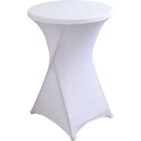 Nappe Housse Lavable Nappe Mange Debout Ronde Protection pour Bar Table de Banquet de Mariage Table Cocktail Haute de Bistro (Blanc, 80×110cm) (1/5)