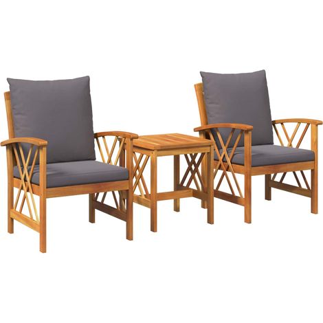 Gartensofa-set mit Kissen 3 pcs Öl-Natur Massivholz Akazie
