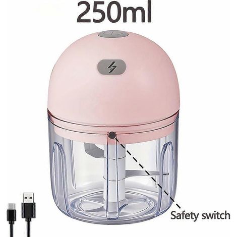 Mini robot culinaire électrique 250 ml, hachoir à ail portable rechargeable USB pour oignons, gingembre, piments, légumes, 8 (1/5)