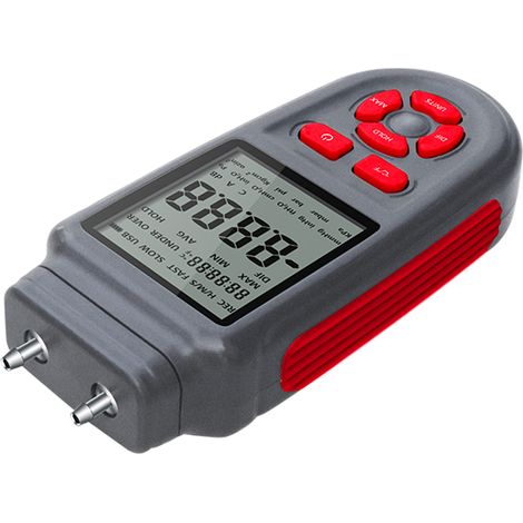 Manomètre numérique différentiel bi-canal pour air gaz avec écran LCD rétroéclairé, alimentation pile 9V ou USB, mesure température ℃/℉ (1/5)