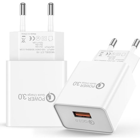 Chargeur USB 18W Bloc Prise USB Adaptateur USB Chargeur Murale USB Prise Secteur USB Chargeur Universel Compatible avec 15 Chargeur Telephone (2) (1/5)