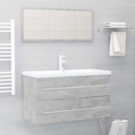 804849 vidaXL 2 Piece Bathroom Furniture Set Concrete Grey Engineered Wood (1/5)