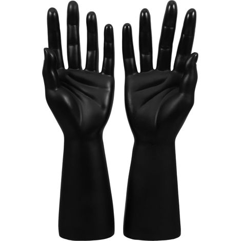 Set of 2 Realistic Black Vinyl Hand Jewelry Holders, Delicate Multi-Function Stand for Bracelets and Mittens, for Clothing and Jewelry Stores (1/5)