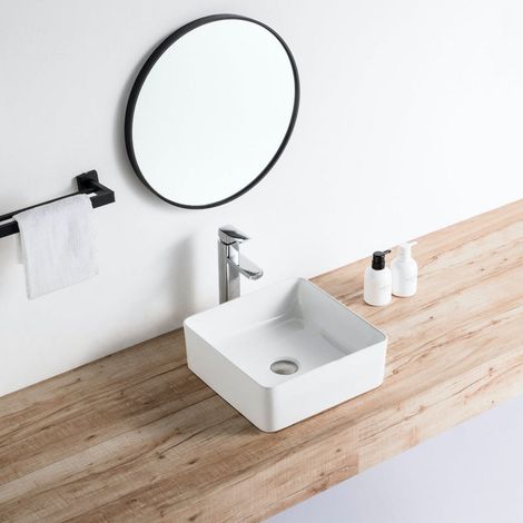 Aufsatzwaschbecken aus glasierter Keramik RIVA 365 cm weiß glänzend