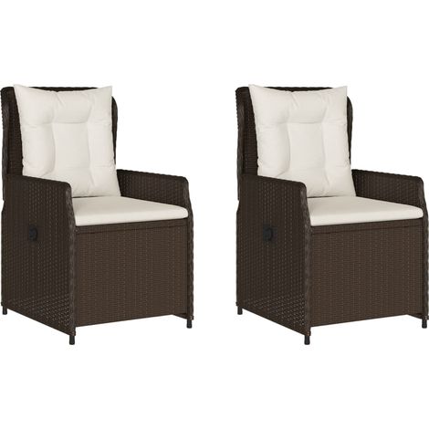2er-Set Gartenliegestühle Braun Rattan