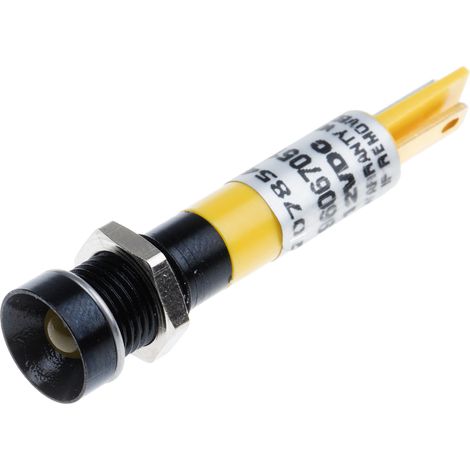 Voyant LED lumineux Jaune RS PRO, dia. 8mm, 12V c.c. ( Prix pour 1 )