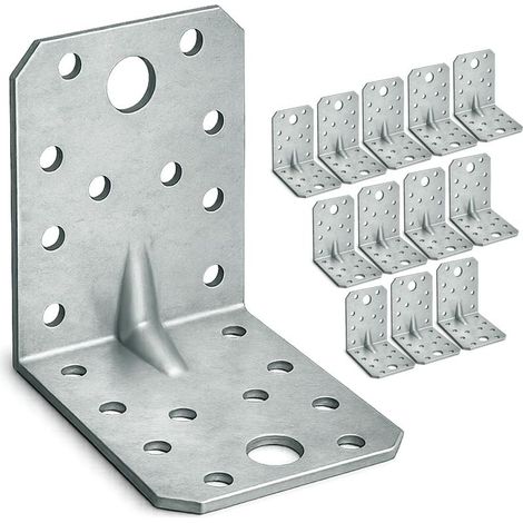 12 x Equerre d'assemblage renforcée (70 x 70 x 55 x 1.5) Equerre de Fixation Angle Droit Support en forme de L,Équerre Angle 90 Degrés en Acier,Équerre de Coin (1/5)
