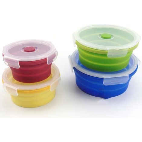 Récipient Alimentaire en Silicone - Boîte de Rangement Pliable pour Micro-ondes Lave-vaisselle et Réfrigérateur - 4 Pièces (1/4)