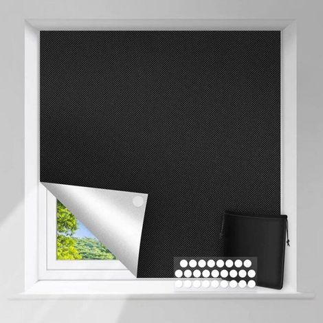 Toile D Obscurcissement - Rideau D Obscurcissement - 100 X 150 Cm - Double Face Argent Et Noir - Avec 20 Bandes Auto Agrippantes (1/5)