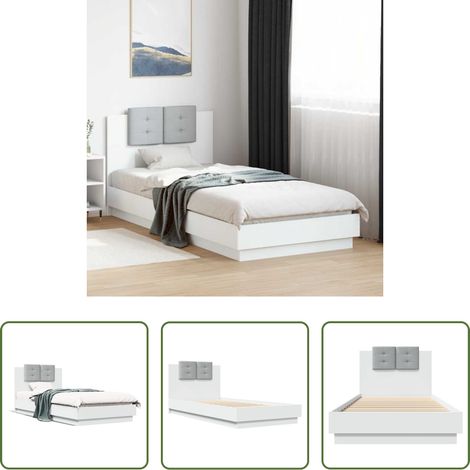 Oreiller de tête - Cadre de lit sans matelas blanc 90x200 cm (1/5)