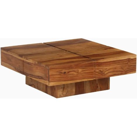 Table basse carrée sesham massif foncé Malib L 80 (1/5)