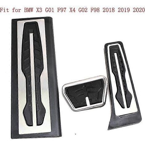 Pédales en acier inoxydable pour BMW Série 3 X3 X4 X5 (2018-2020) : accélérateur, essence, frein, repose-pieds, tapis et revêtements. (1/5)
