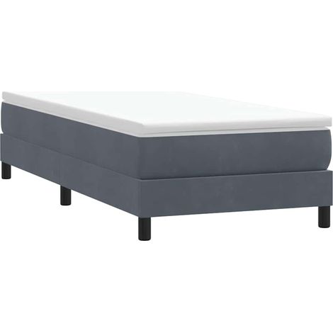 Sommier à lattes 80 x 210 cm gris foncé en velours sans matelas - PANGIVO (1/5)