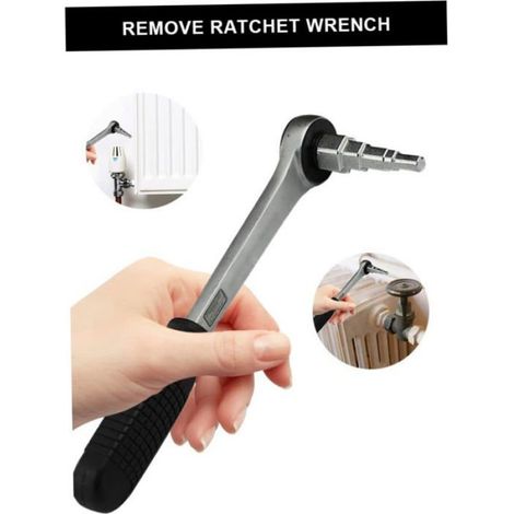 Clé à molette pour radiateur - Nosheir - Acier au carbone - Longueur 27,6 cm - Clé à cliquet - Conception 2 en 1 (1/4)