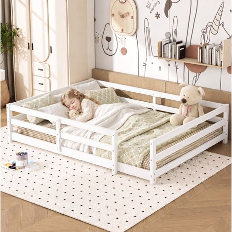 letto bambini 140x200 montessori in pino bianco OKMYHOME
