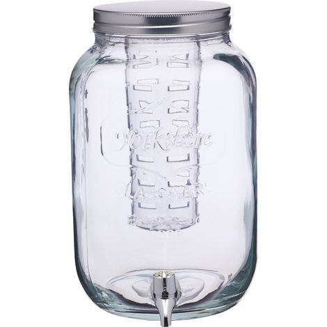 Home Made Tarro con Grifo e Infusor de Agua, Cristal, Transparente, 7,5 litros