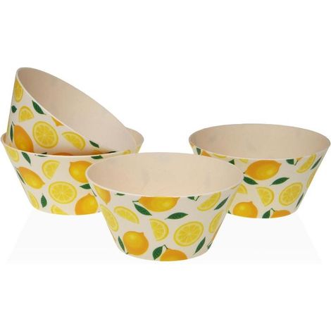 VERSA boles limones polipropileno 500 ml , Set de boles Limones 500 ml, un conjunto práctico y decorativo que aporta un estilo mediterráneo fresco y colorido a la mesa. Ideales par