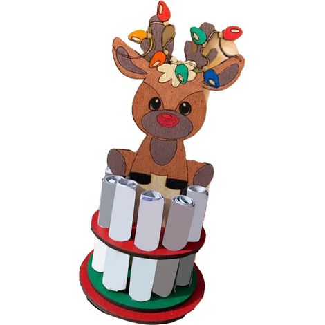 Tirelire en bois cerf Noël festive originale boîte à argent ornement déco de fête (1/4)