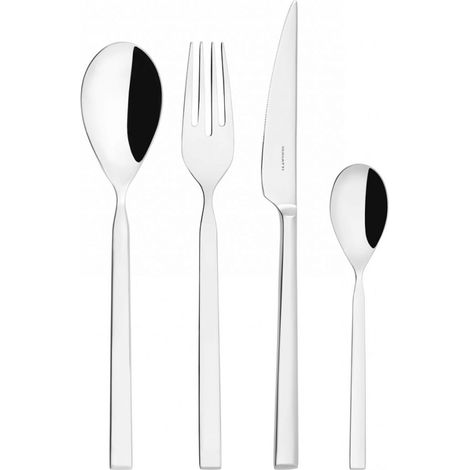 Set posate 24 pezzi in scatola regalo con finestra Puro Acciaio Lucido Bugatti